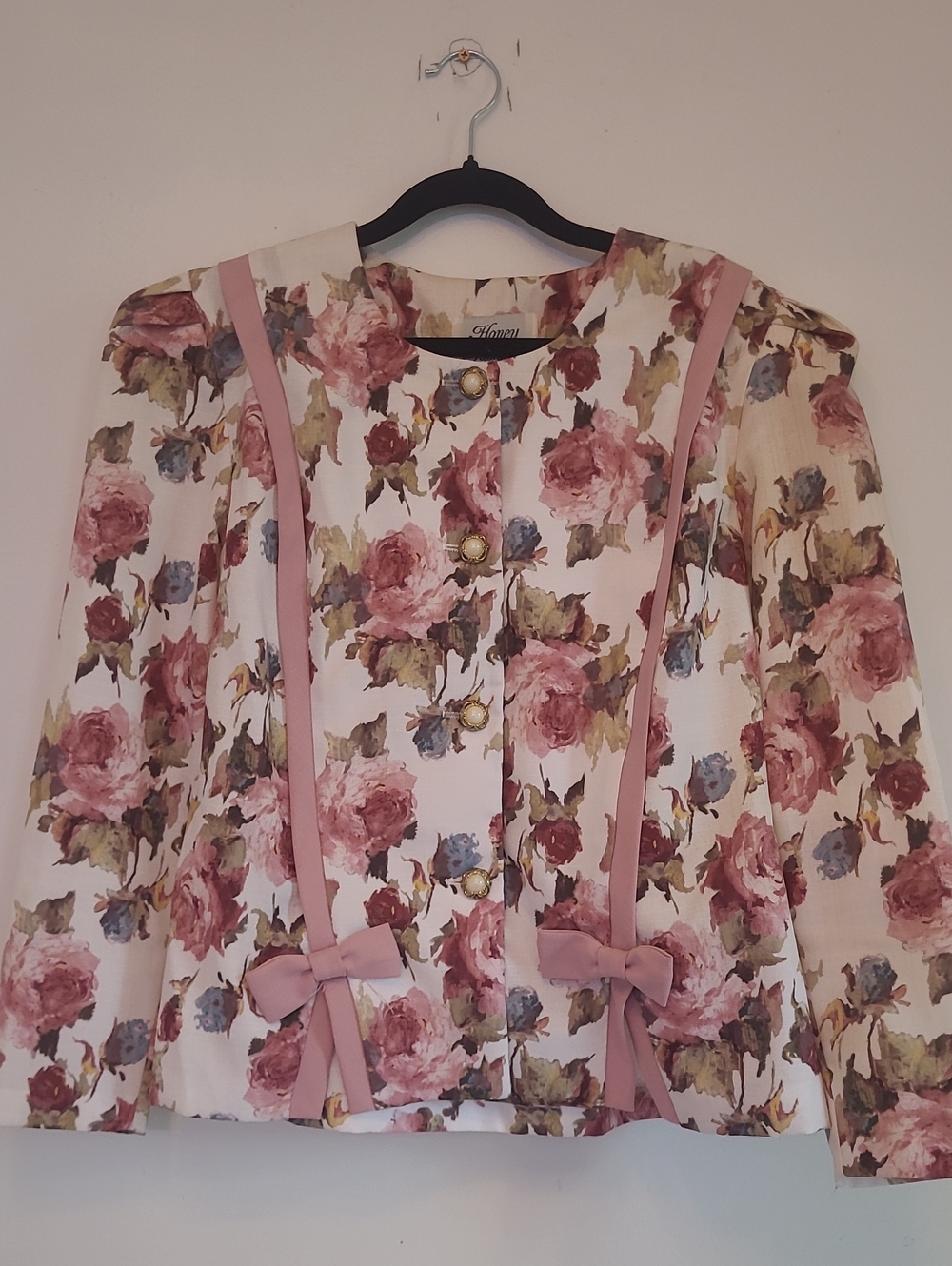 Floral Peplum Jacket and Skirt Set Pink - Picture 3 of 8